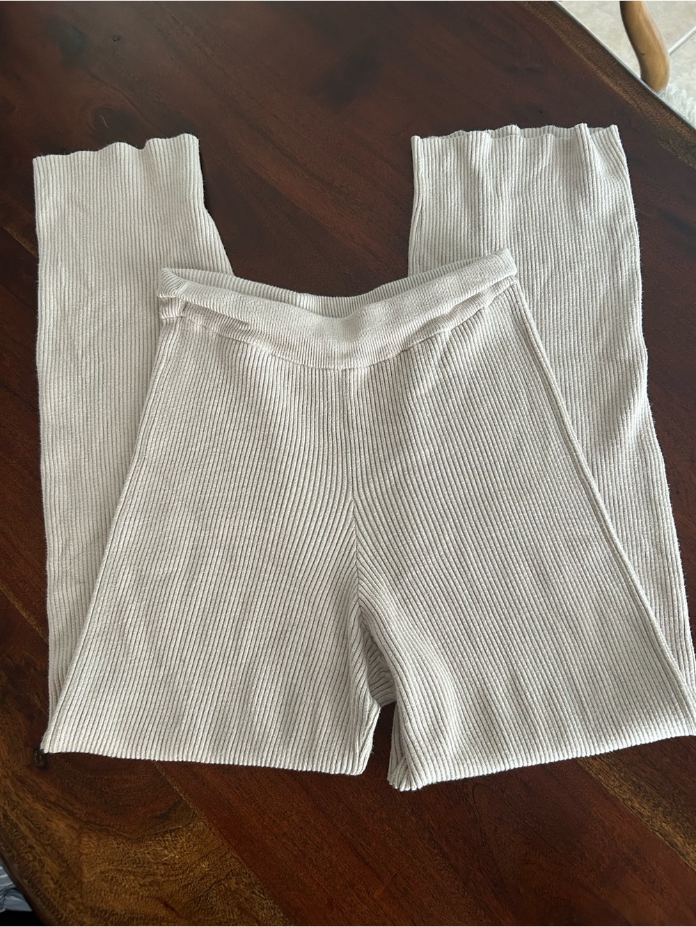Women’s Ribbed Knit Cream Lounge Shorts